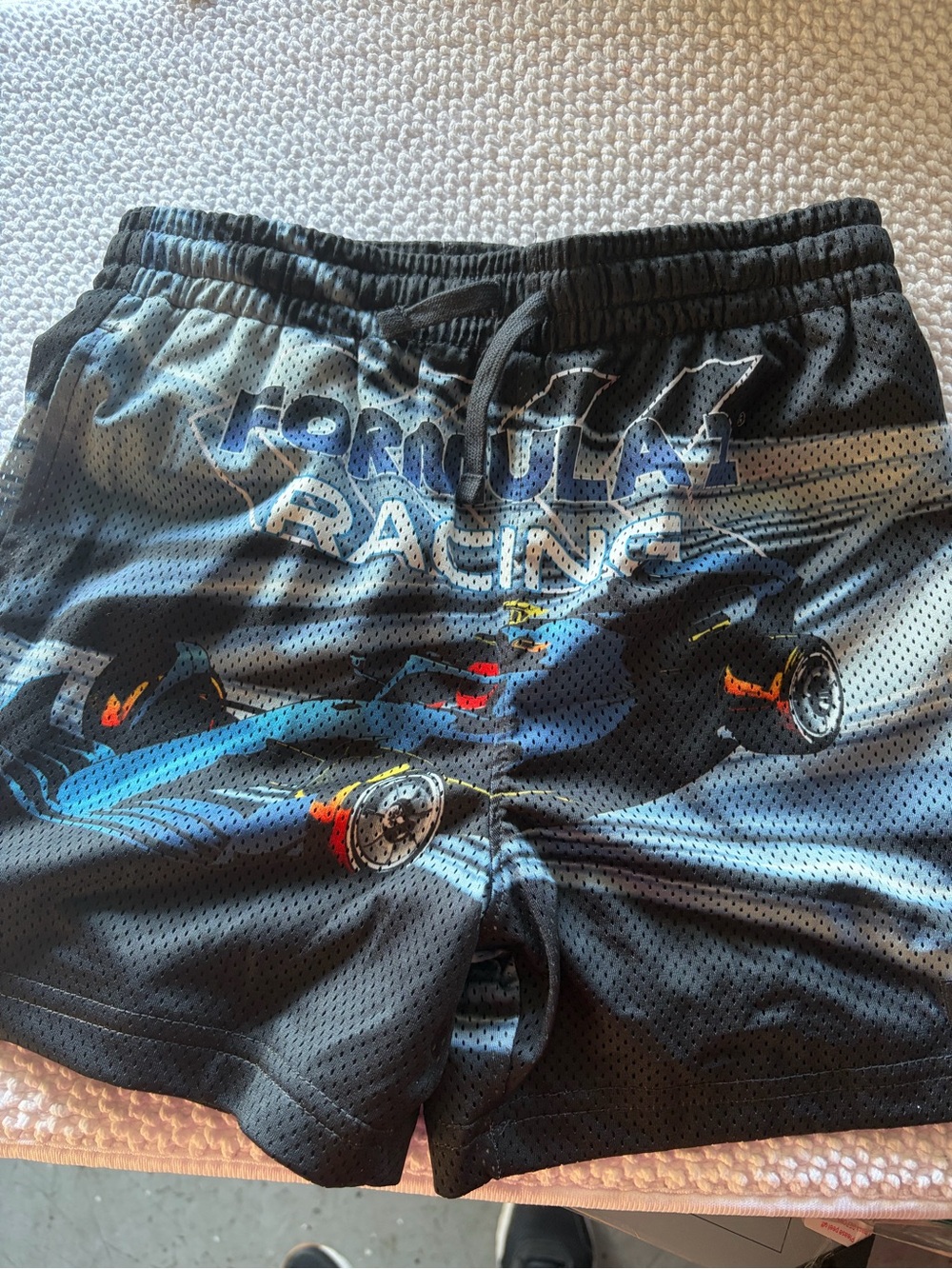 Hybrid Apparel Black Athletic Shorts with White F1 Logo